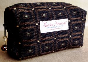 Made in USA handmade cosmetic case clutch limited edition – Golden Armadillo Cube – back view