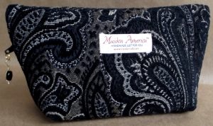 Made in USA handmade cosmetic case clutch limited edition – Frosted Black Marble – back view