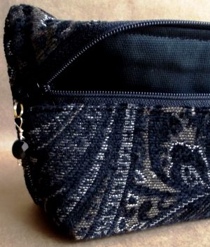 Made in USA handmade cosmetic case clutch limited edition – Frosted Black Marble – interior view