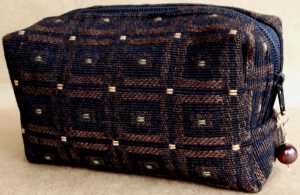 Made in USA handmade cosmetic case clutch limited edition – Golden Armadillo Cube – front view