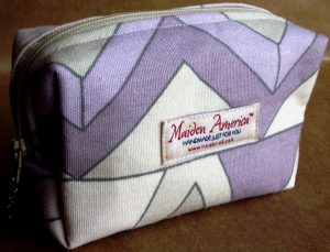 Made in USA handmade cosmetic case clutch limited edition – Angular Lavender Cube – back view