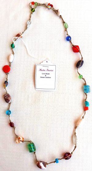 Designer Jewelry Necklace hand made in USA – Blue Skies and Candy - flat image